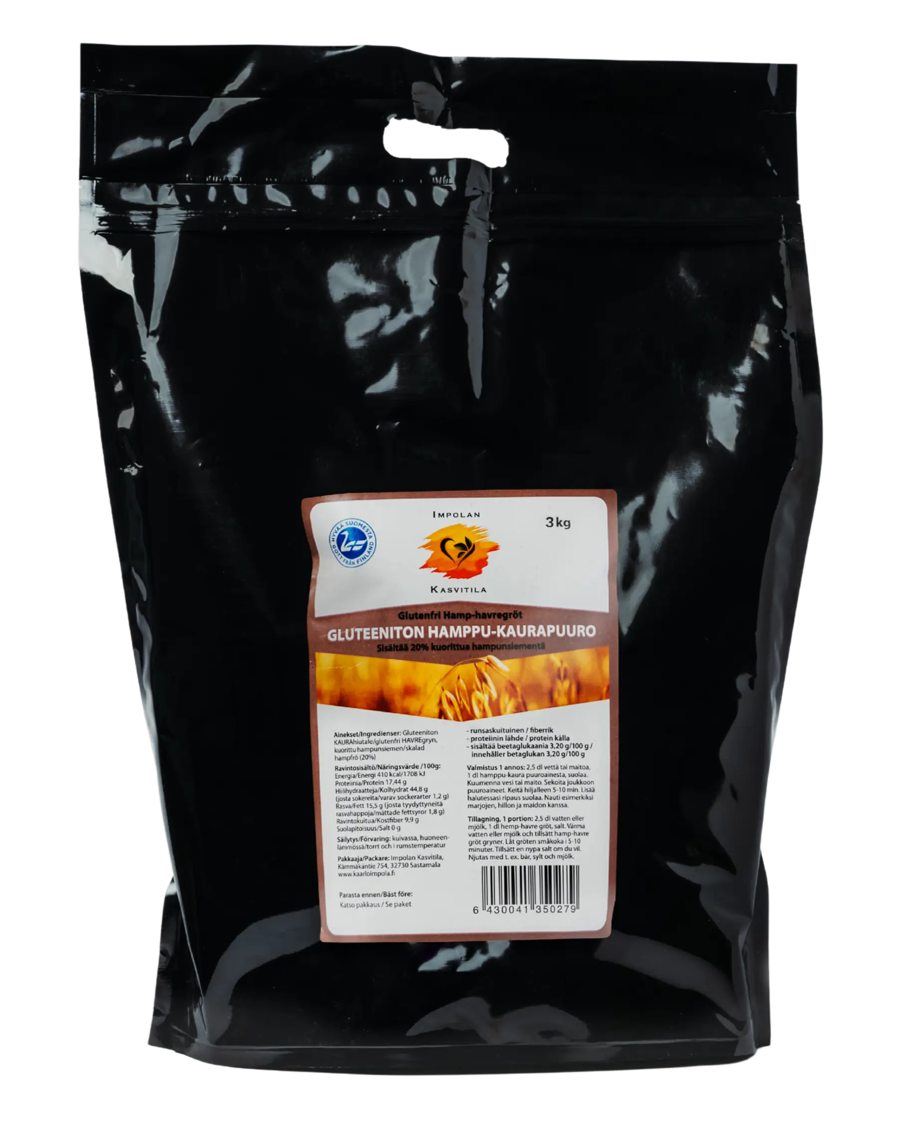 Impolan Kasvitilan Gluteeniton Hamppu-Kaurapuuro 3kg