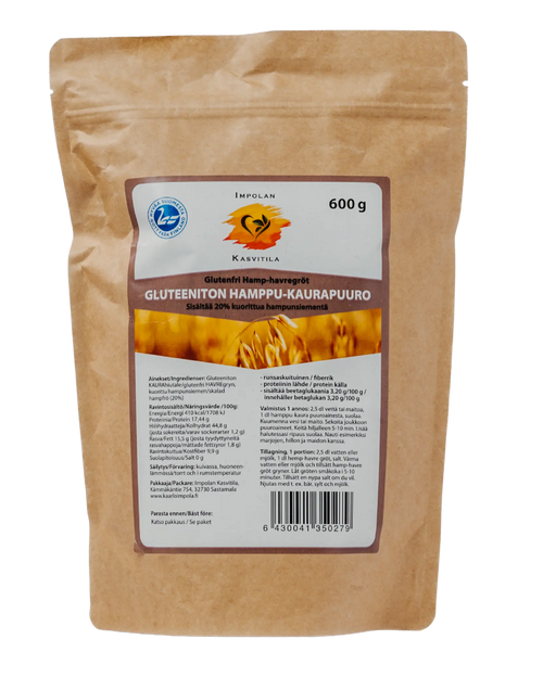 Impolan Kasvitilan Gluteeniton Hamppu-Kaurapuuro 600g