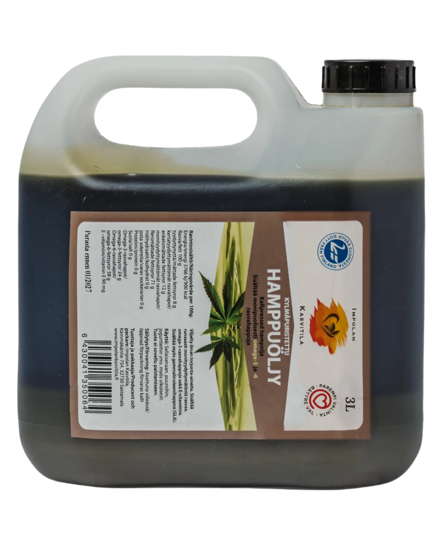 Impolan Kasvitilan Hamppuöljy 3L