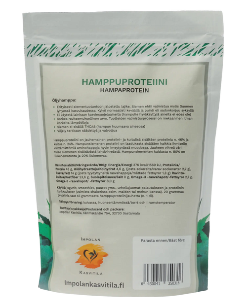 Impolan Kasvitilan Hamppuproteiini 300g Takapuoli