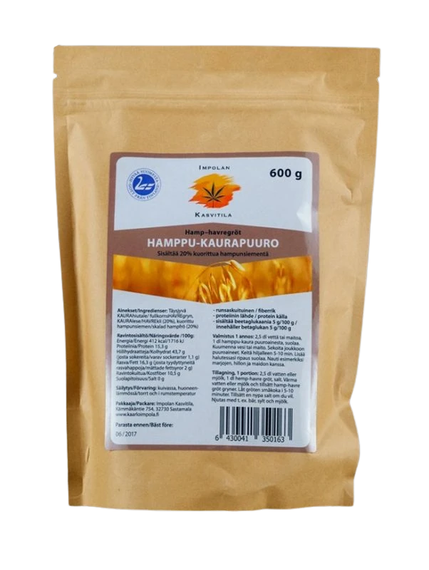 Impolan Kasvitilan Gluteeniton Hamppu-Kaurapuuro 600g